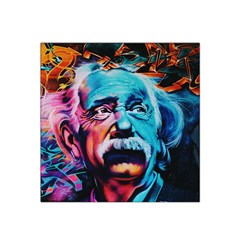 Albert Einstein Retro Wall Graffiti Blue Pink Orange Modern Urban Art Grunge Satin Bandana Scarf by snek