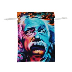 Albert Einstein Retro Wall Graffiti Blue Pink Orange Modern Urban Art Grunge Lightweight Drawstring Pouch (l) by snek