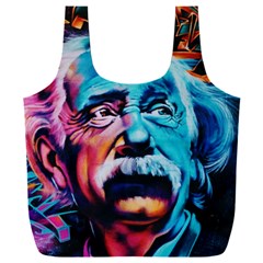 Albert Einstein Retro Wall Graffiti Blue Pink Orange Modern Urban Art Grunge Full Print Recycle Bag (xxxl) by snek