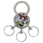 Frida Kahlo brick wall graffiti urban art with grunge eye and frog  3-Ring Key Chain Front