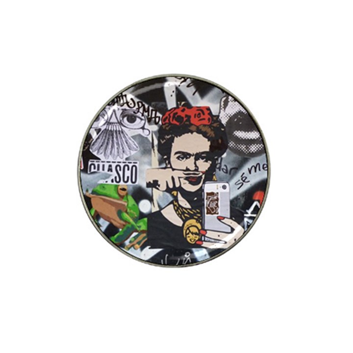 Frida Kahlo brick wall graffiti urban art with grunge eye and frog  Hat Clip Ball Marker (4 pack)