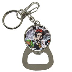 Frida Kahlo Brick Wall Graffiti Urban Art With Grunge Eye And Frog  Bottle Opener Key Chain by snek