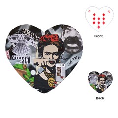 Frida Kahlo Brick Wall Graffiti Urban Art With Grunge Eye And Frog  Playing Cards Single Design (heart) by snek