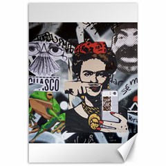 Frida Kahlo Brick Wall Graffiti Urban Art With Grunge Eye And Frog  Canvas 12  X 18  by snek