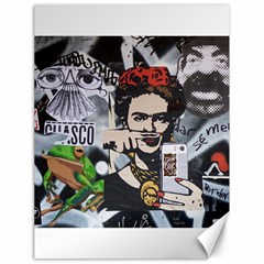 Frida Kahlo Brick Wall Graffiti Urban Art With Grunge Eye And Frog  Canvas 18  X 24  by snek