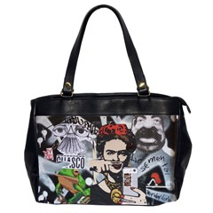 Frida Kahlo Brick Wall Graffiti Urban Art With Grunge Eye And Frog  Oversize Office Handbag (2 Sides) by snek