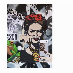 Frida Kahlo Brick Wall Graffiti Urban Art With Grunge Eye And Frog  Large Garden Flag (two Sides) by snek