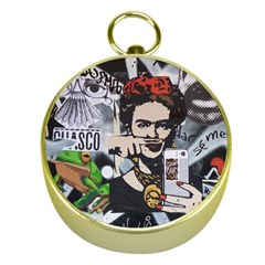 Frida Kahlo Brick Wall Graffiti Urban Art With Grunge Eye And Frog  Gold Compasses by snek