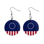 Betsy Ross flag USA America United States 1777 Thirteen Colonies vertical Mini Button Earrings Front