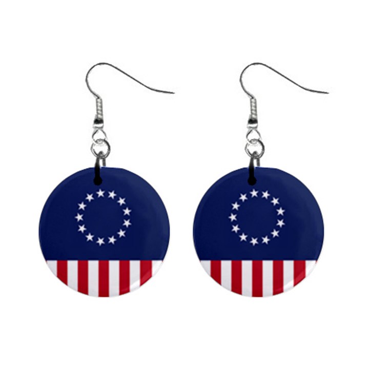 Betsy Ross flag USA America United States 1777 Thirteen Colonies vertical Mini Button Earrings