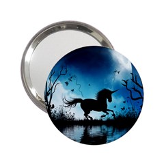 Wonderful Unicorn Silhouette In The Night 2 25  Handbag Mirrors by FantasyWorld7