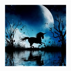 Wonderful Unicorn Silhouette In The Night Medium Glasses Cloth by FantasyWorld7