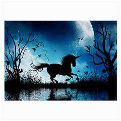 Wonderful Unicorn Silhouette In The Night Large Glasses Cloth by FantasyWorld7