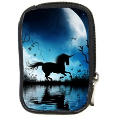 Wonderful Unicorn Silhouette In The Night Compact Camera Leather Case by FantasyWorld7