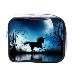 Wonderful Unicorn Silhouette In The Night Mini Toiletries Bag (one Side) by FantasyWorld7