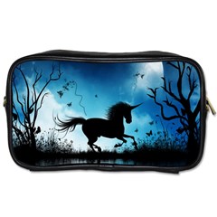 Wonderful Unicorn Silhouette In The Night Toiletries Bag (two Sides) by FantasyWorld7