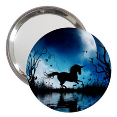 Wonderful Unicorn Silhouette In The Night 3  Handbag Mirrors by FantasyWorld7