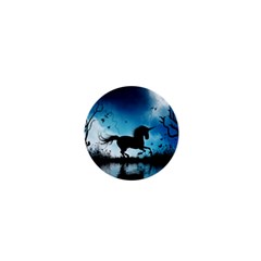 Wonderful Unicorn Silhouette In The Night 1  Mini Buttons by FantasyWorld7