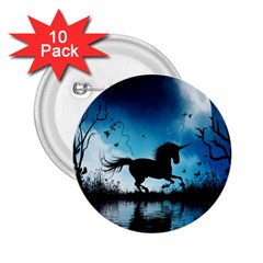 Wonderful Unicorn Silhouette In The Night 2 25  Buttons (10 Pack)  by FantasyWorld7