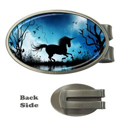 Wonderful Unicorn Silhouette In The Night Money Clips (oval)  by FantasyWorld7