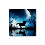 Wonderful Unicorn Silhouette In The Night Square Magnet Front