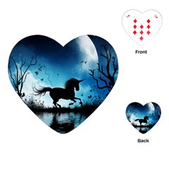 Wonderful Unicorn Silhouette In The Night Playing Cards Single Design (heart) by FantasyWorld7