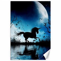 Wonderful Unicorn Silhouette In The Night Canvas 12  X 18  by FantasyWorld7