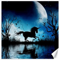 Wonderful Unicorn Silhouette In The Night Canvas 20  X 20  by FantasyWorld7