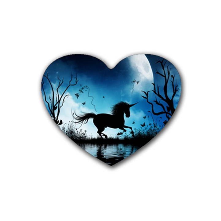 Wonderful Unicorn Silhouette In The Night Heart Coaster (4 pack) 