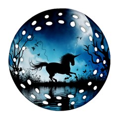 Wonderful Unicorn Silhouette In The Night Ornament (round Filigree) by FantasyWorld7