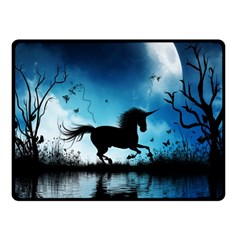 Wonderful Unicorn Silhouette In The Night Double Sided Fleece Blanket (small)  by FantasyWorld7