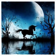 Wonderful Unicorn Silhouette In The Night Wooden Puzzle Square