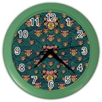 Hearts And Sun Flowers In Decorative Happy Harmony Color Wall Clock Front