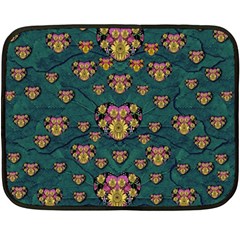 Hearts And Sun Flowers In Decorative Happy Harmony Fleece Blanket (mini)