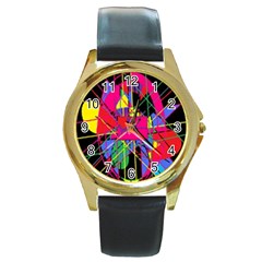 Club Fitstyle Fitness By Traci K Round Gold Metal Watch by tracikcollection