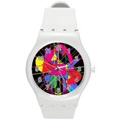 Club Fitstyle Fitness By Traci K Round Plastic Sport Watch (m) by tracikcollection