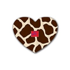 Giraffe By Traci K Rubber Coaster (heart)  by tracikcollection