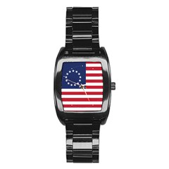 Betsy Ross Flag Usa America United States 1777 Thirteen Colonies Vertical Stainless Steel Barrel Watch by snek