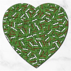 Pepe The Frog Face Pattern Green Kekistan Meme Jigsaw Puzzle (heart) by snek