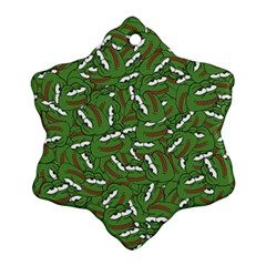 Pepe The Frog Face Pattern Green Kekistan Meme Ornament (snowflake) by snek