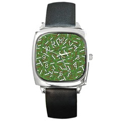 Pepe The Frog Face Pattern Green Kekistan Meme Square Metal Watch by snek