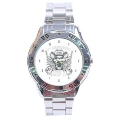 2nd Amendment 2a Defenders 1791 Come And Take It Skull With Guns Stainless Steel Analogue Watch by snek