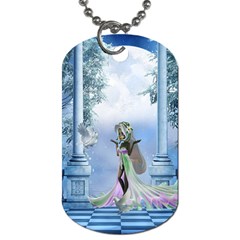 Cute Fairy With Dove Dog Tag (one Side) by FantasyWorld7