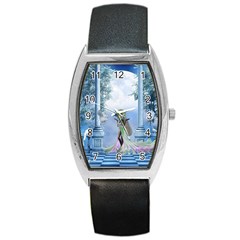 Cute Fairy With Dove Barrel Style Metal Watch by FantasyWorld7