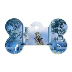 Cute Fairy With Dove Dog Tag Bone (one Side) by FantasyWorld7