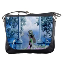 Cute Fairy With Dove Messenger Bag by FantasyWorld7