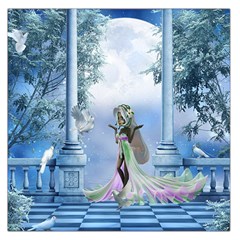 Cute Fairy With Dove Large Satin Scarf (square) by FantasyWorld7