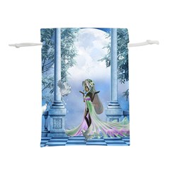 Cute Fairy With Dove Lightweight Drawstring Pouch (m) by FantasyWorld7