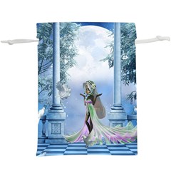 Cute Fairy With Dove  Lightweight Drawstring Pouch (xl)