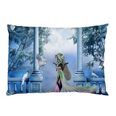 Cute Fairy With Dove Pillow Case by FantasyWorld7